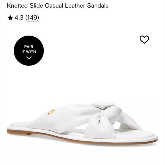 Michael Kors Elena Flat White Slide Sandals Size 8 - Picture 2 of 7